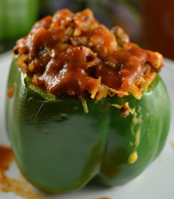 Stuffed Green Peppers full of flavour – another Italian speciality.  Simple with a power punch!